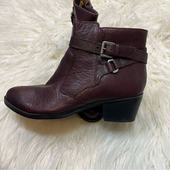Naturalizer Womens Zakira Boots Ankle Bootie Block Heels Leather Dark Cherry 7M - Picture 3 of 8